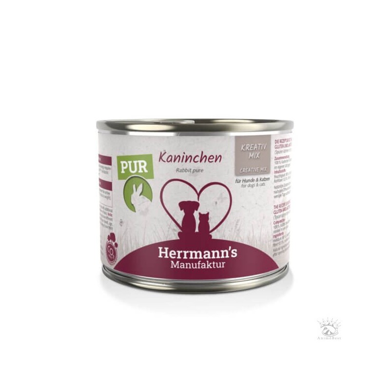 Herrmann’s Lapin viande pure nourriture humide pour chiens et chats - 200g