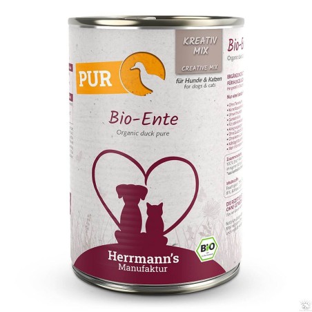 Herrmann’s Viande pure canard bio aliment humide pour Chien et Chat