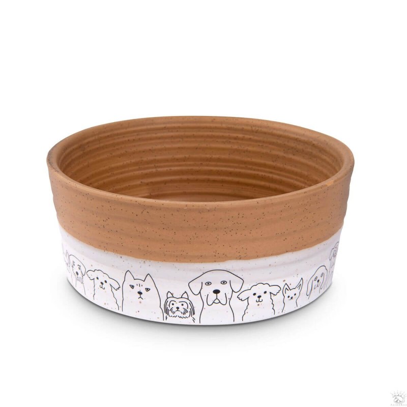 Freezack Pet​-​Gang – gamelle en céramique pour chiens et chats brun​/​blanc (650ml)