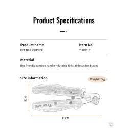 Coupe griffes 13x5cm en bambou pour chiens et chats Truelove