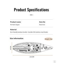 Coupe griffes 16.6x4.5cm en bambou pour Chien Truelove