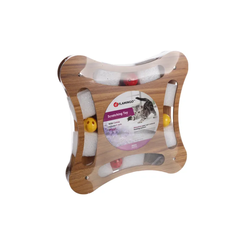 Jouet à griffer Densi Carré avec balle Brun