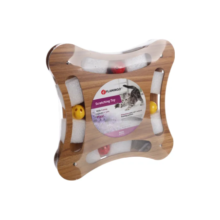 Jouet à griffer Densi Carré avec balle Brun