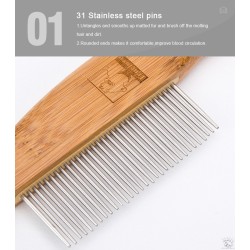 Peigne en bambou à dents arrondie