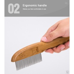 Peigne en bambou à dents arrondie