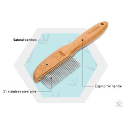 Peigne en bambou à dents arrondie