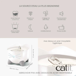 Catit Pixi -Fontaine à eau pour chat en acier inoxydable