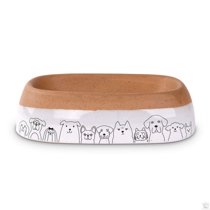 Freezack Bol en céramique pour chiens et chats brun​/​blanc (300ml)