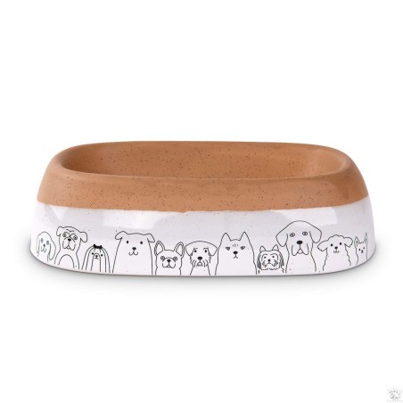 Freezack Bol en céramique pour chiens et chats brun​/​blanc (300ml)