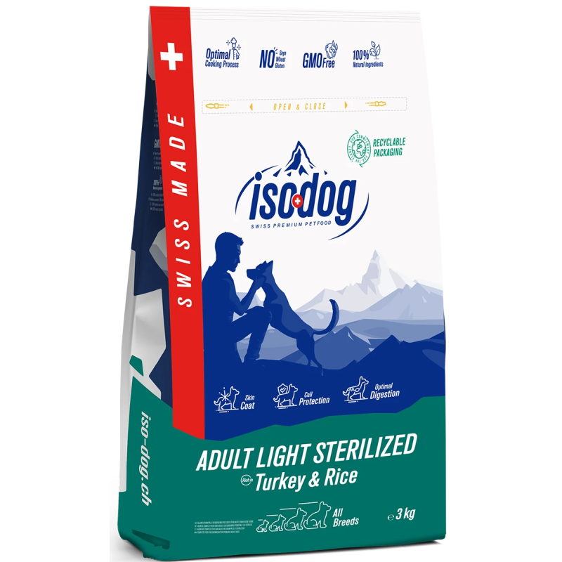 Iso-dog ADULT LIGHT -STERILISED Turkey & Rice