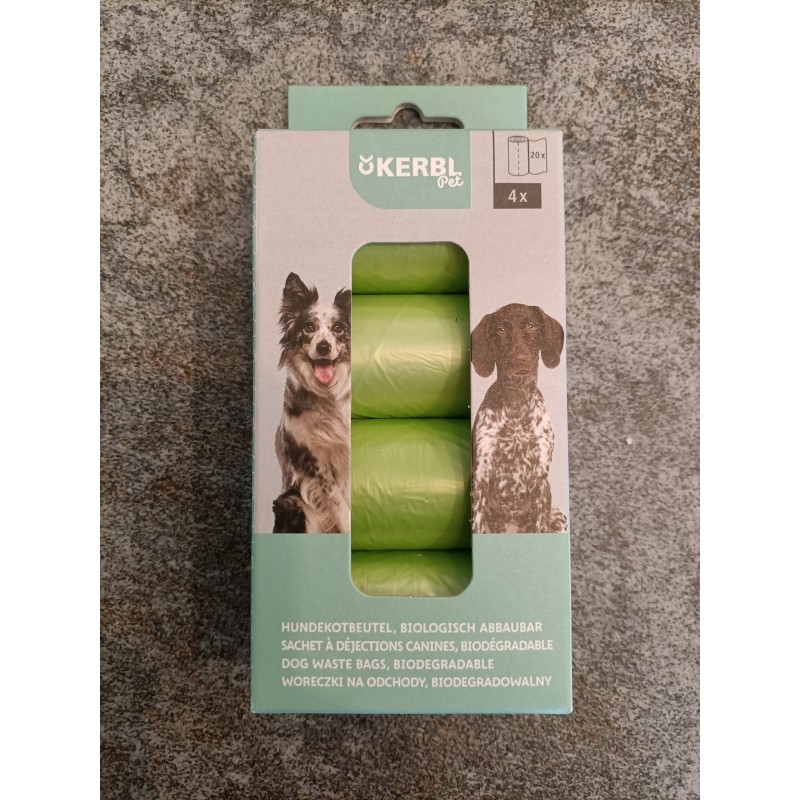 Sachets ramasse-crottes biodégradables 4 rouleaux de 20